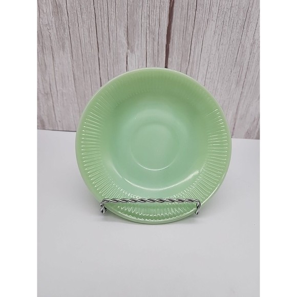 Fire King Jadite Jane Ray Saucer Green Oven Glass Vintage Anchor Hocking Ribbed - Picture 1 of 12